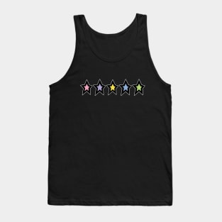 Five Thick Line Multi Color Stars White Line Minimal Graphic Art Tank Top